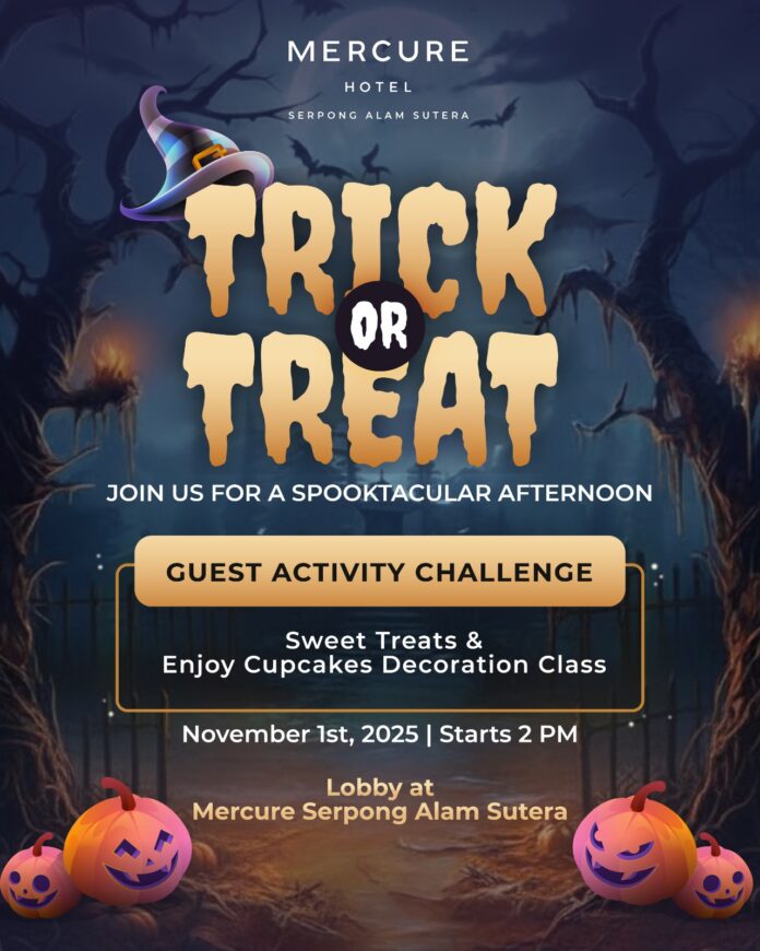 Dalam menyambut keseruan Halloween 2025, Mercure Serpong Alam Sutera siap memberikan pengalaman tak terlupakan melalui acara bertema “Trick or Treat” yang seru dan penuh kejutan.